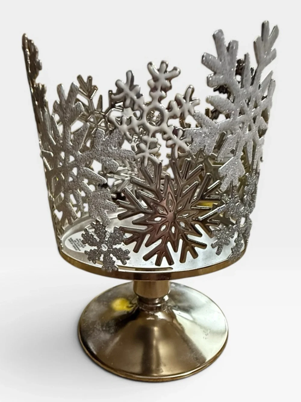 Bath & Body Works Silver Snowflake Pedestal Candle Holder